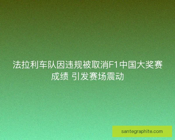 法拉利车队因违规被取消F1中国大奖赛成绩 引发赛场震动