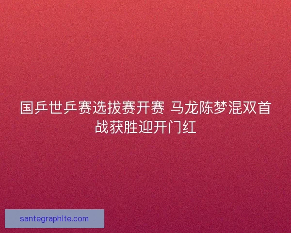 国乒世乒赛选拔赛开赛 马龙陈梦混双首战获胜迎开门红