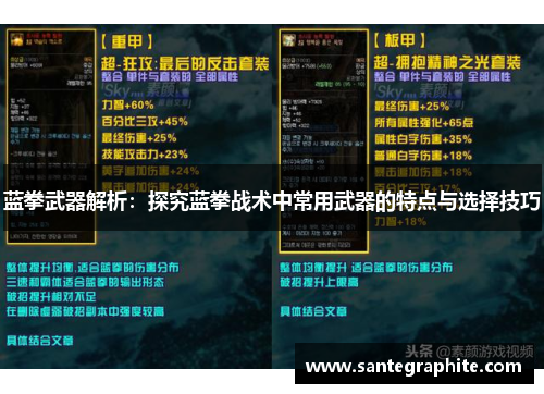 蓝拳武器解析：探究蓝拳战术中常用武器的特点与选择技巧